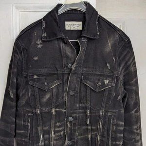 Ralph Lauren Denim & Supply Mens Small Black Distressed Jacket USA Flag RRL Polo
